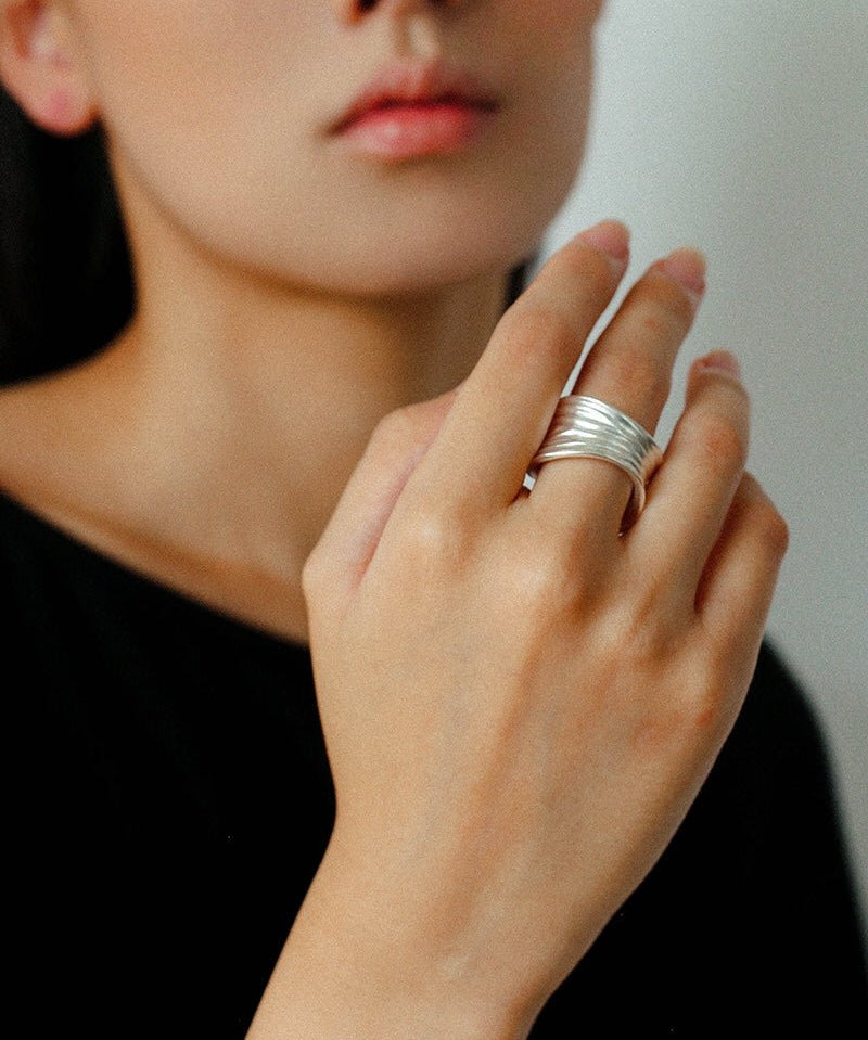 Minimalist Handmade Texture Matte Silver Open Ring - floysun