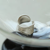 Minimalist Handmade Texture Matte Silver Open Ring - floysun