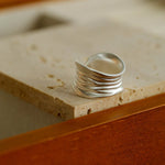 Minimalist Handmade Texture Matte Silver Open Ring - floysun