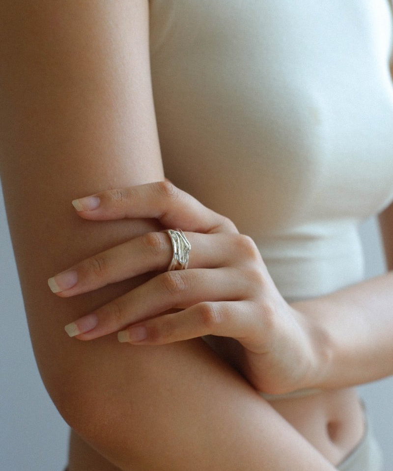 Minimalist Irregular Pleats Wide Version Open Ring - floysun