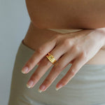 Minimalist Irregular Pleats Wide Version Open Ring - floysun