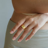 Minimalist Irregular Pleats Wide Version Open Ring - floysun