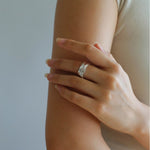 Minimalist Irregular Pleats Wide Version Open Ring - floysun