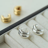 Minimalist Metal Double C Huggie Earrings - floysun