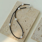 Minimalist Modern Pearl and Black Onyx Beaded Necklace - floysun
