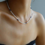 Minimalist Rice Pearl and Onyx Beaded Necklace - floysun