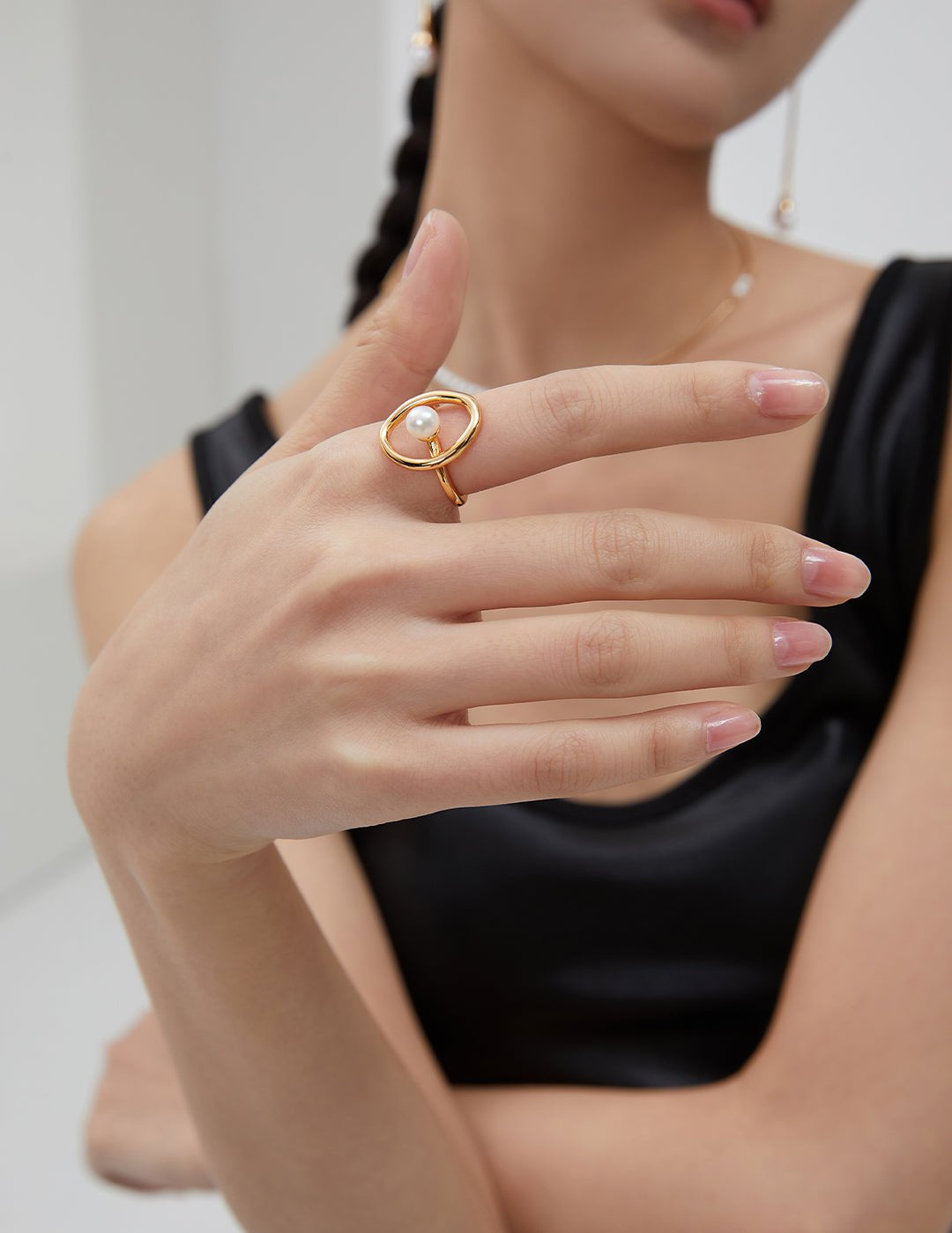 Minimalist Round Sterling Silver Pearl Ring - floysun