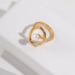 Minimalist Round Sterling Silver Pearl Ring - floysun