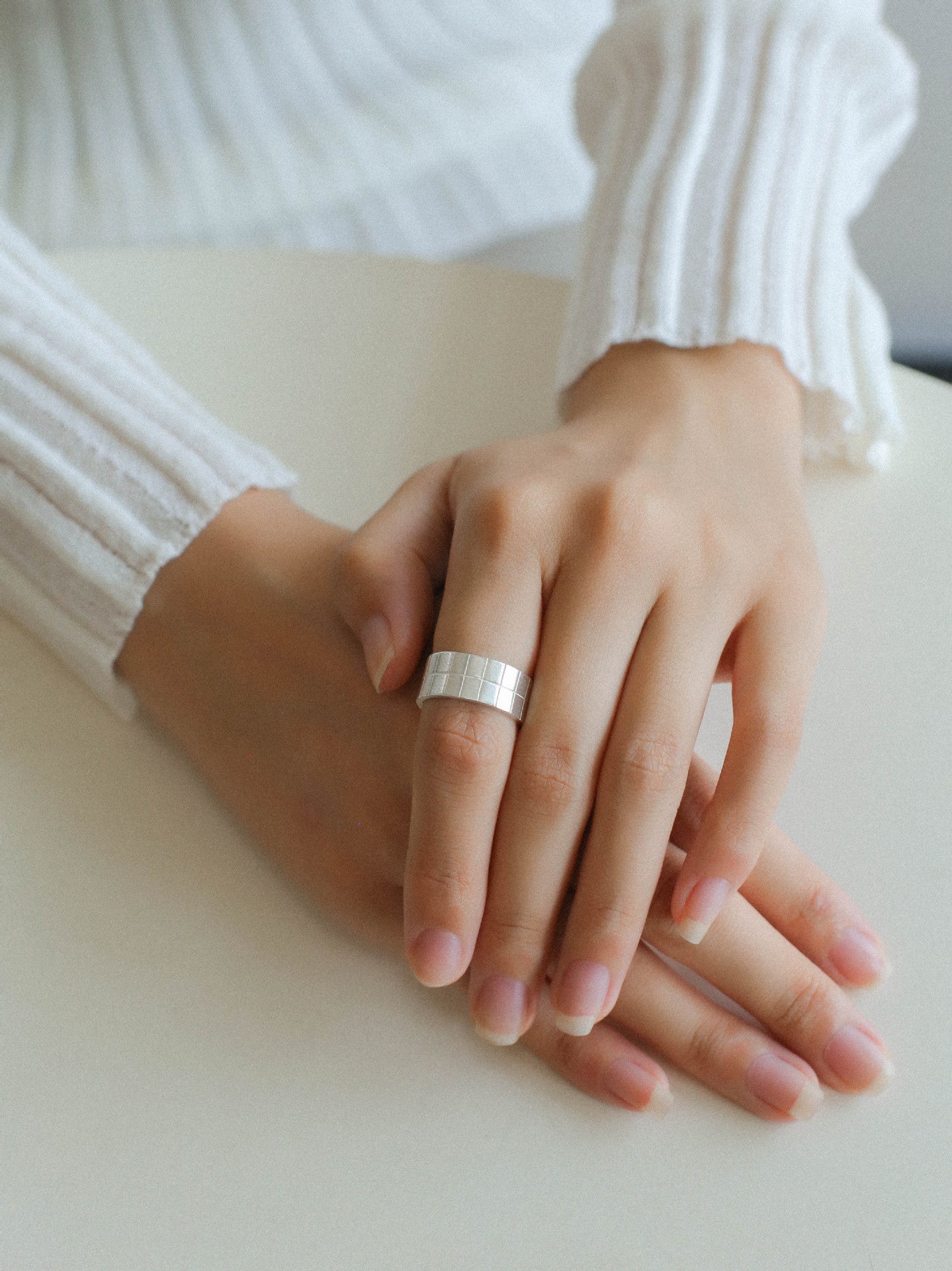 Minimalist Silver 925 Matte Wide Face Ring - floysun