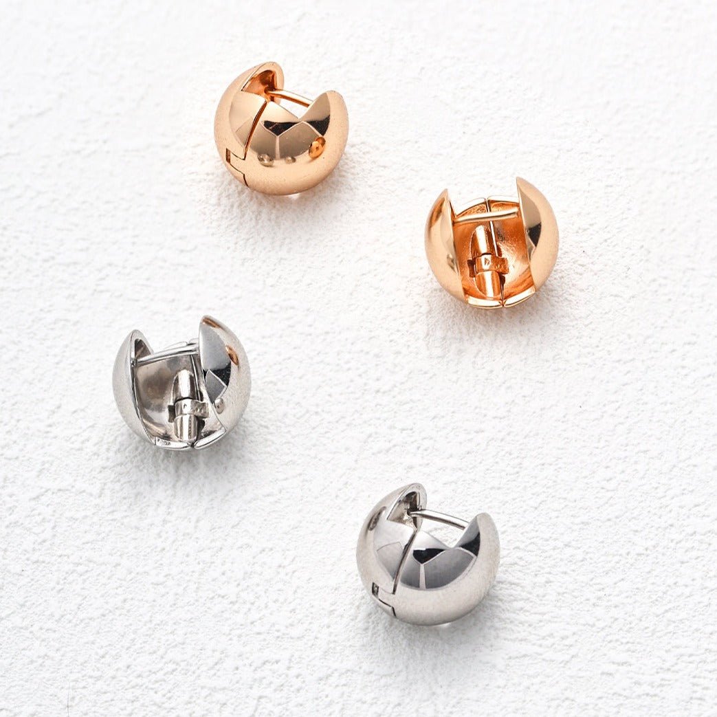 Minimalist Sterling Silver Geometric Huggie Earrings - floysun