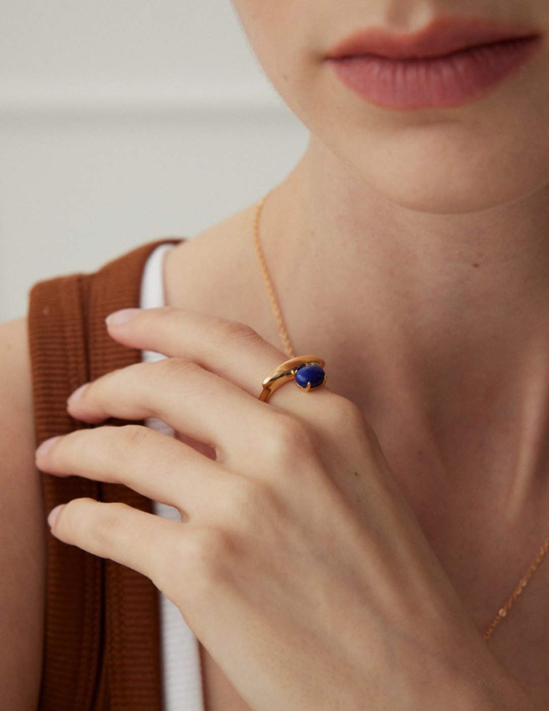 Minimalist Sterling Silver Lapis Lazuli Ring - floysun