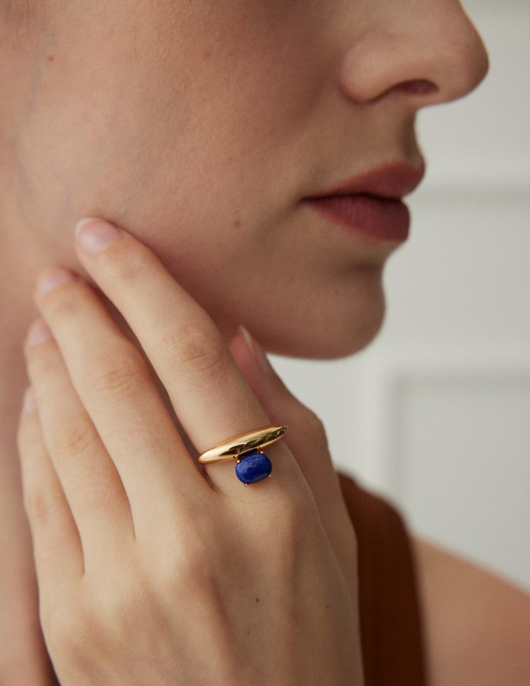 Minimalist Sterling Silver Lapis Lazuli Ring - floysun