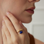 Minimalist Sterling Silver Lapis Lazuli Ring - floysun