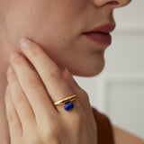 Minimalist Sterling Silver Lapis Lazuli Ring - floysun