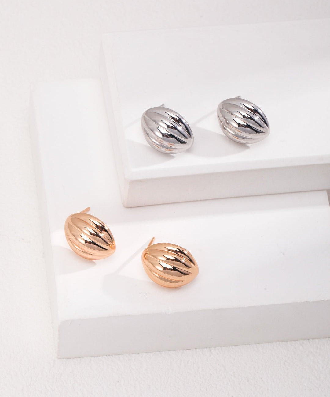 Minimalist Striped Oval Earrings - floysun