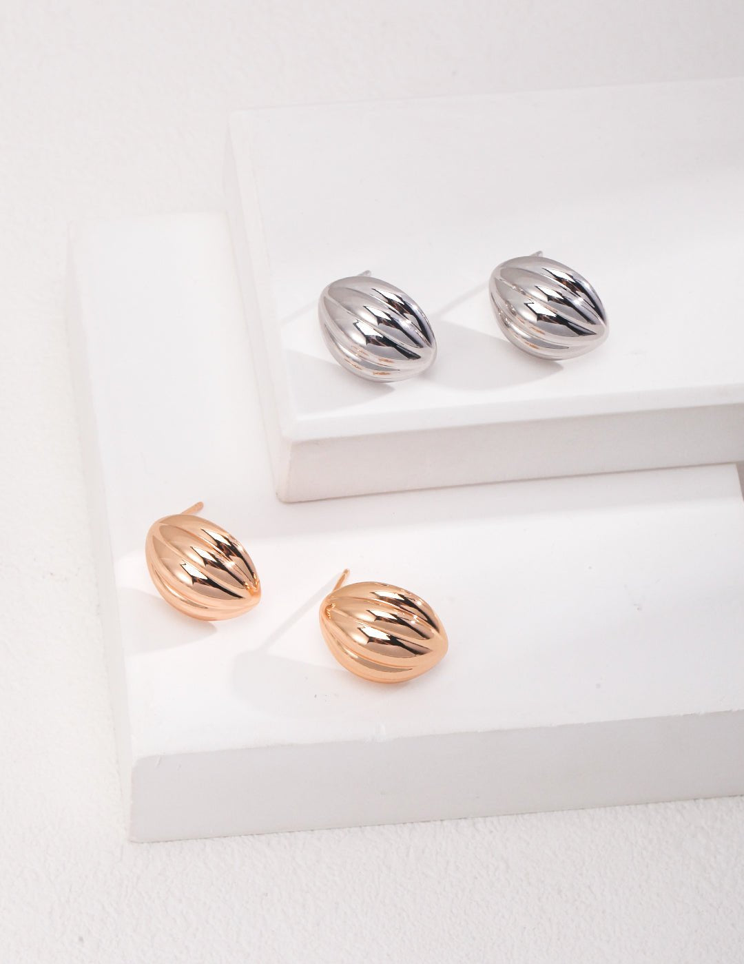 Minimalist Striped Oval Earrings - floysun