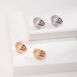 Minimalist Striped Oval Earrings - floysun