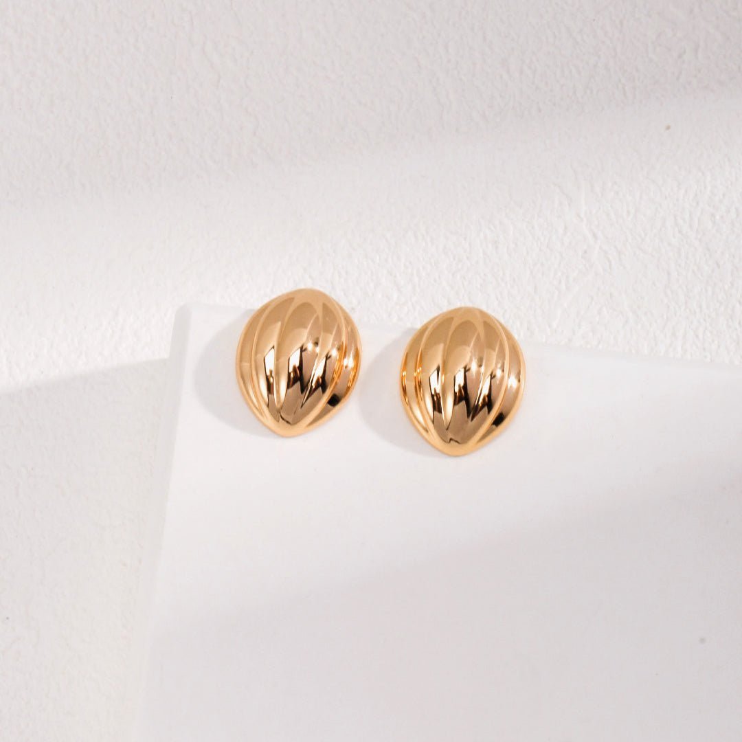 Minimalist Striped Oval Earrings - floysun