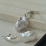 Minimalist Willow Leaf Baroque Pearl Pendant Earrings - floysun