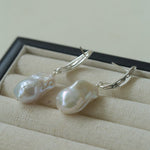 Minimalist Willow Leaf Baroque Pearl Pendant Earrings - floysun