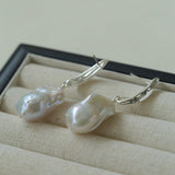 Minimalist Willow Leaf Baroque Pearl Pendant Earrings - floysun