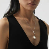 Minimalist Willow Leaf Baroque Pearl Pendant Necklace - floysun