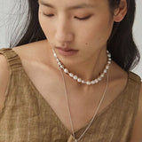 Minimalist Willow Leaf Baroque Pearl Pendant Necklace - floysun