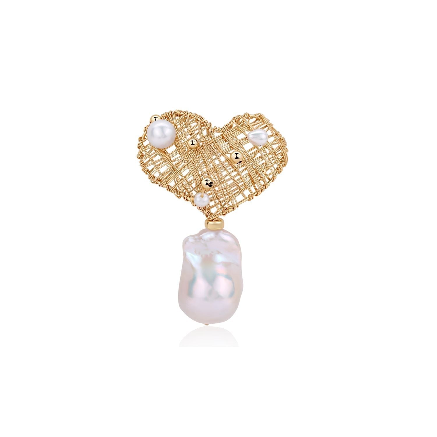 Miracle Baroque Series Heart - Shaped Baroque Pearl Brooch - floysun