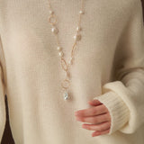 Miracle Baroque Series Pearl Long Necklace with Geometric Patterns/Sweater Chain - floysun