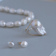 Miracle Series Minimalist Open Baroque Pearl Ring - floysun