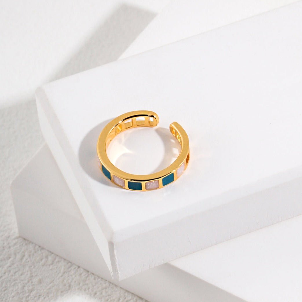 Morandi Color Square Enamel Glaze Open Ring - floysun