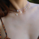 Mother - of - Pearl Alphabet Colorful Zircon Beaded Necklace - floysun