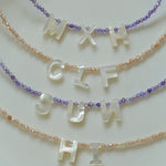 Mother - of - Pearl Alphabet Colorful Zircon Beaded Necklace - floysun