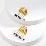 Mother - of - pearl Lapis Lazuli Tassel Earrings - floysun