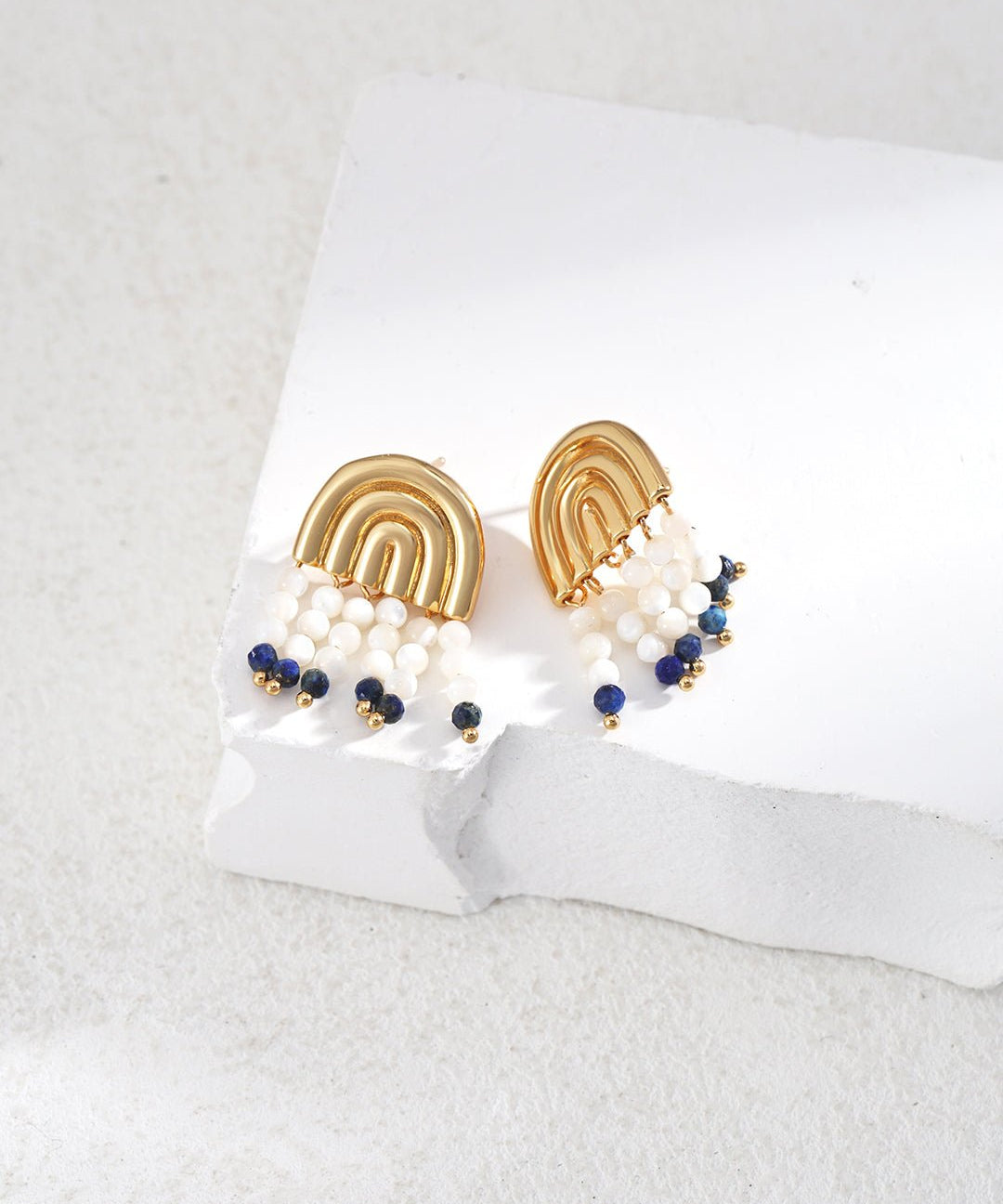 Mother - of - pearl Lapis Lazuli Tassel Earrings - floysun