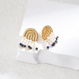 Mother - of - pearl Lapis Lazuli Tassel Earrings - floysun