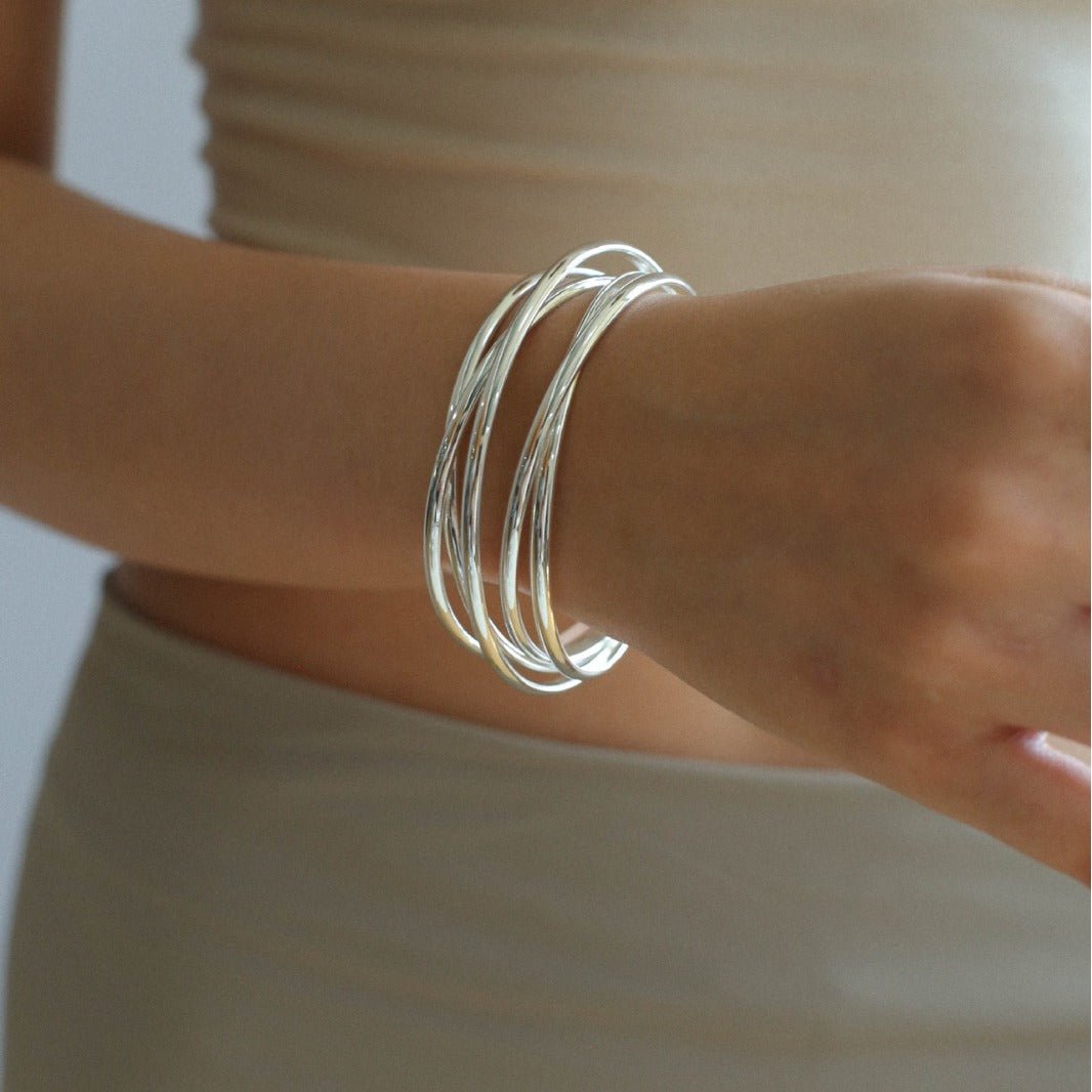 Multi - Layer Geometric Line Metal Bangles Bracelet - floysun