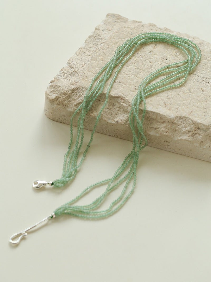 Multi - Layered Mini Aventurine Beaded Necklace - floysun