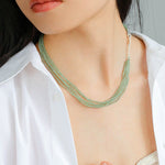 Multi - Layered Mini Aventurine Beaded Necklace - floysun