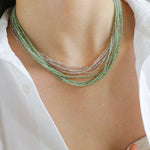 Multi - Layered Mini Aventurine Beaded Necklace - floysun