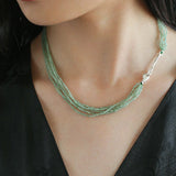 Multi - Layered Mini Aventurine Beaded Necklace - floysun