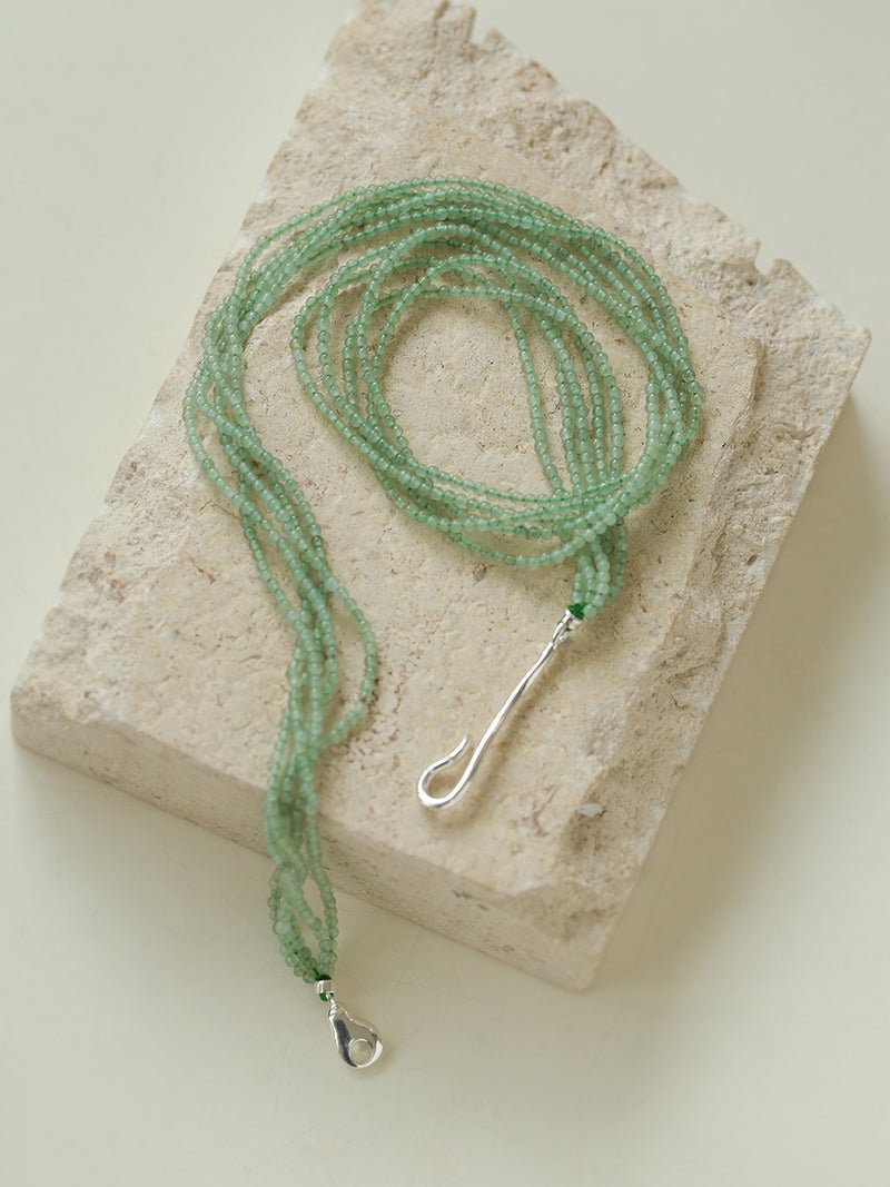 Multi - Layered Mini Aventurine Beaded Necklace - floysun