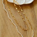 Multi - style Chain and Pearl Stacking Necklace - floysun