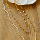 Multi - style Chain and Pearl Stacking Necklace - floysun