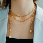 Multi - style Chain and Pearl Stacking Necklace - floysun