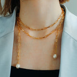 Multi - style Chain and Pearl Stacking Necklace - floysun