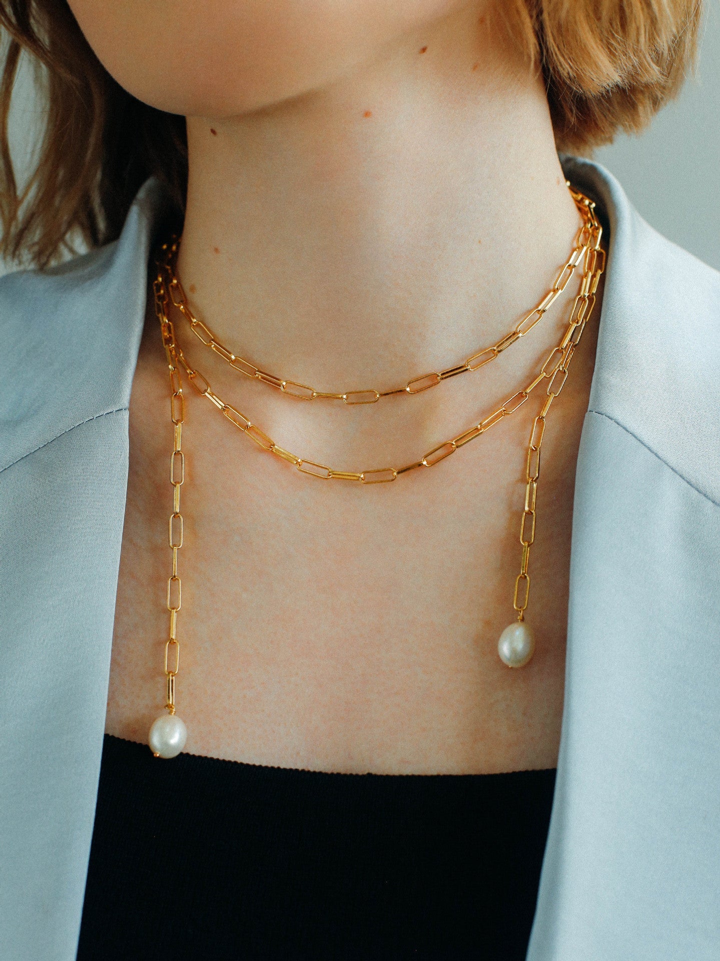 Multi - style Chain and Pearl Stacking Necklace - floysun