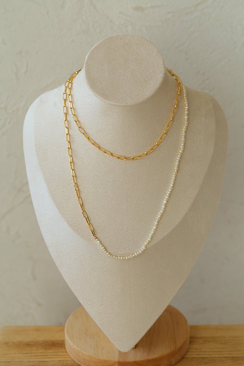 Multi - style Chain and Pearl Stacking Necklace - floysun