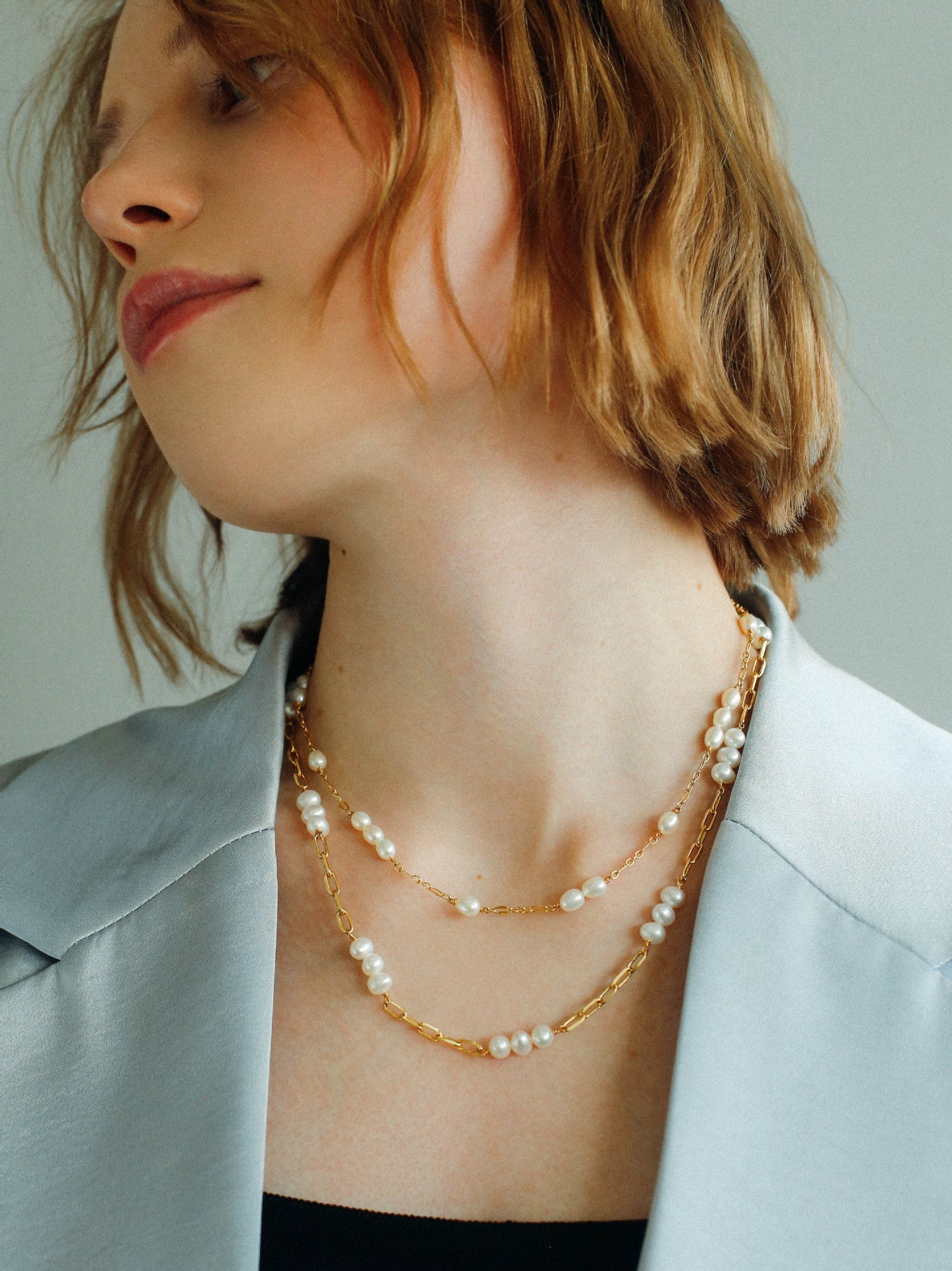 Multi - style Chain and Pearl Stacking Necklace - floysun