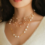 Multi - style Chain and Pearl Stacking Necklace - floysun